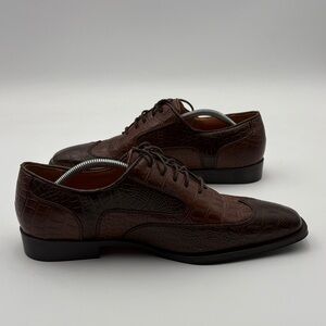 Antonio Cerrelli Elite Mens Oxford Dress Shoes Brown Alligator Print Size 10.5